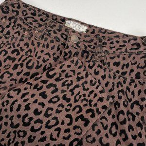 Free People Jeans Women's Size 27 Velour Animal Print Brown‎ Casual Streetwear